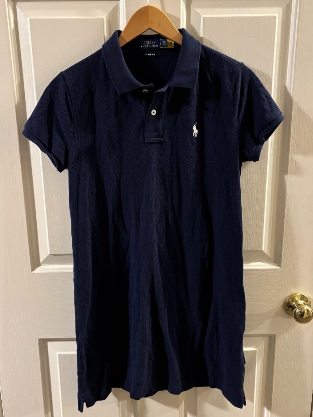 POLO Ralph Lauren Classic Mesh Mini Navy Blue Cotton Polo Dress - Medium